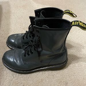 Grey patent leather Dr Martens womens size 8